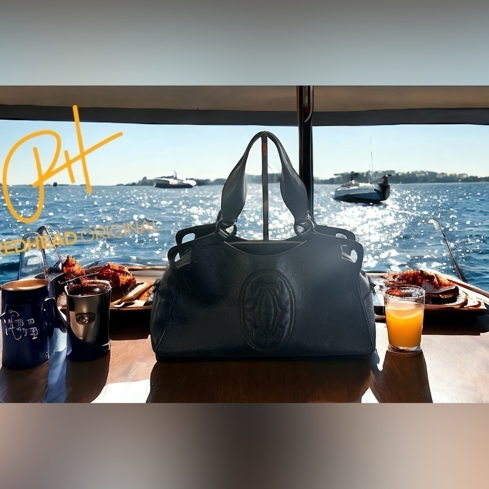 CARTIER Black Marcello Leather Shoulder Bag- fine leather two way, EUC no strap